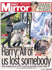 Daily Mirror () Newspaper Front Page for 31 August 2017