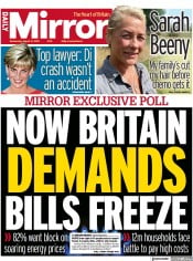 Daily Mirror () Newspaper Front Page for 31 August 2022