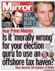 Daily Mirror () Newspaper Front Page for 3 October 2013