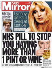 Daily Mirror () Newspaper Front Page for 3 October 2014