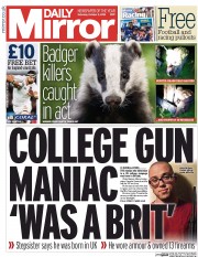 Daily Mirror () Newspaper Front Page for 3 October 2015