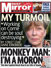 Daily Mirror () Newspaper Front Page for 3 November 2012