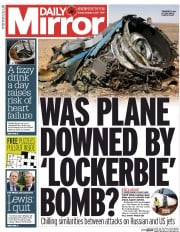Daily Mirror () Newspaper Front Page for 3 November 2015