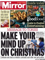 Daily Mirror () Newspaper Front Page for 3 December 2021