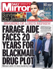 Daily Mirror () Newspaper Front Page for 3 January 2017
