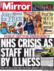 Daily Mirror () Newspaper Front Page for 3 January 2022