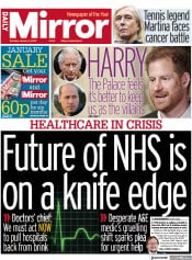 Daily Mirror () Newspaper Front Page for 3 January 2023