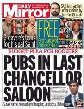 Daily Mirror () Newspaper Front Page for 3 March 2021