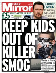 Daily Mirror () Newspaper Front Page for 3 April 2014