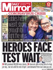 Daily Mirror () Newspaper Front Page for 3 April 2020