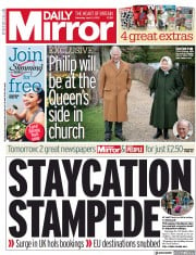 Daily Mirror () Newspaper Front Page for 3 April 2021