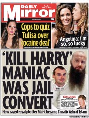Daily Mirror () Newspaper Front Page for 3 June 2013