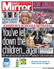 Daily Mirror () Newspaper Front Page for 3 June 2021