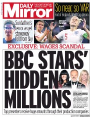 Daily Mirror () Newspaper Front Page for 3 July 2019