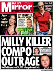 Daily Mirror () Newspaper Front Page for 3 August 2011