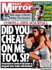 Daily Mirror () Newspaper Front Page for 3 August 2013