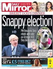 Daily Mirror () Newspaper Front Page for 3 September 2019