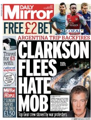 Daily Mirror () Newspaper Front Page for 4 October 2014