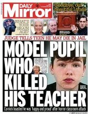 Daily Mirror () Newspaper Front Page for 4 November 2014