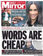 Daily Mirror () Newspaper Front Page for 4 December 2017
