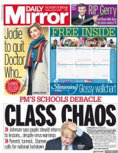 Daily Mirror () Newspaper Front Page for 4 January 2021