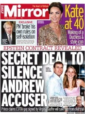 Daily Mirror () Newspaper Front Page for 4 January 2022