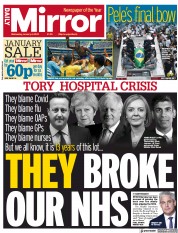 Daily Mirror () Newspaper Front Page for 4 January 2023