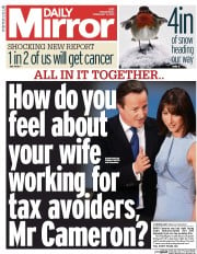 Daily Mirror () Newspaper Front Page for 4 February 2015