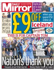 Daily Mirror () Newspaper Front Page for 4 February 2021