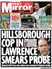 Daily Mirror () Newspaper Front Page for 4 July 2013