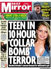 Daily Mirror () Newspaper Front Page for 4 August 2011