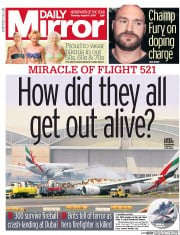 Daily Mirror () Newspaper Front Page for 4 August 2016