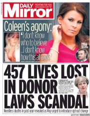 Daily Mirror () Newspaper Front Page for 4 September 2017
