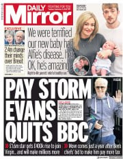 Daily Mirror () Newspaper Front Page for 4 September 2018