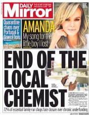 Daily Mirror () Newspaper Front Page for 4 September 2020