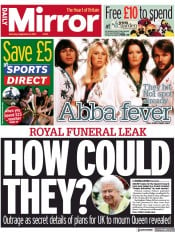 Daily Mirror () Newspaper Front Page for 4 September 2021