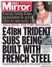 Daily Mirror () Newspaper Front Page for 5 October 2016