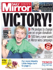 Daily Mirror () Newspaper Front Page for 5 October 2017