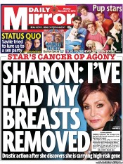 Daily Mirror () Newspaper Front Page for 5 November 2012