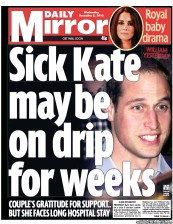 Daily Mirror () Newspaper Front Page for 5 December 2012