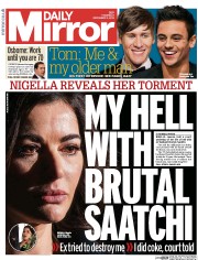 Daily Mirror () Newspaper Front Page for 5 December 2013