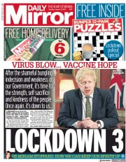 Daily Mirror () Newspaper Front Page for 5 January 2021