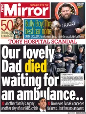 Daily Mirror () Newspaper Front Page for 5 January 2023