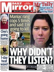 Daily Mirror () Newspaper Front Page for 5 March 2013