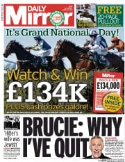 Daily Mirror () Newspaper Front Page for 5 April 2014