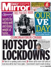 Daily Mirror () Newspaper Front Page for 5 May 2020