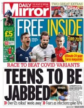 Daily Mirror () Newspaper Front Page for 5 June 2021