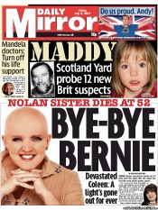 Daily Mirror () Newspaper Front Page for 5 July 2013