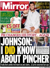 Daily Mirror () Newspaper Front Page for 5 July 2022