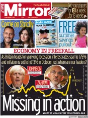 Daily Mirror () Newspaper Front Page for 5 August 2022